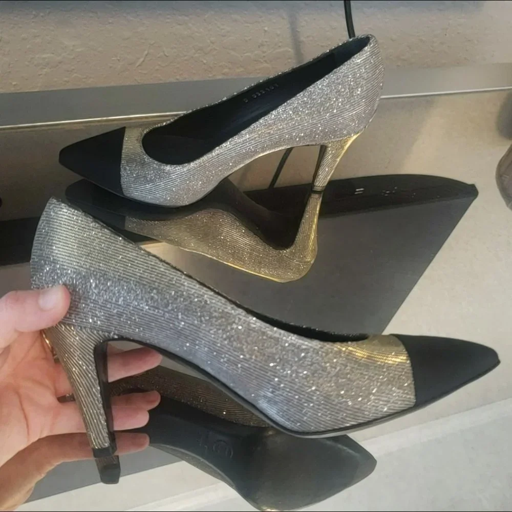 Chanel Sparkle Heels 38.5 GORGEOUS!!! RARE πππ - Picture 5 of 17